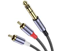 MOSWAG Cable De 6,35 mm a 2RCA, 6,35mm 1/4 Inch TRS Macho a 2 RCA Macho Cáscara de Cobre Heavy Duty Estéreo Adaptador de Audio y Divisor RCA Cable Chapado en Oro