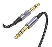 MOSWAG Cable de audio 1/4 TRS 1m, 1/4" 6.35mm TRS a 1/4" 6.35mm TRS Cable de interconexión balanceado Trenza de nylon compatible con guitarra eléctrica, bajo, mezcla
