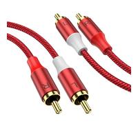 MOSWAG Cable de audio auxiliar estéreo RCA macho a RCA macho, 3.3 pies/1 m, nailon chapado en oro de 24 quilates trenzado para cine en casa, audio, HDTV, estéreo de coche, altavoces