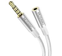 MOSWAG Cable de extensión TRRS 3.5mm de largo 10M Cable para auriculares 4 polos Cable de audio macho-hembra Cable de nailon trenzado Compatible para radios de coche, teléfonos, tabletas
