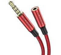 MOSWAG Cable de extensión TRRS 3.5mm de largo 10M Cable para auriculares 4 polos Cable de audio macho-hembra Cable de nailon trenzado Compatible para radios de coche, teléfonos, tabletas