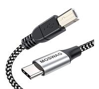 MOSWAG Cable de Impresora 1M tipo C a USB B MIDI USB C trenzado de nailon Cable de escáner para impresora con conector de metal Compatible con impresoras AiO, HP, Canon, Samsung y más