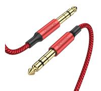 MOSWAG Cable para Guitarra 2M, Cable para Instrumentos Estéreo 6,35mm TRS, Jack 6,3mm a Jack 6,3mm, Trenzado de Nylon, Blindaje Antirruido, para Guitarra, Amplificador, Bajo, Teclado, Pedales de Efect