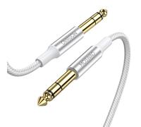 MOSWAG Cable para Guitarra 2M, Cable para Instrumentos Estéreo 6,35mm TRS, Jack 6,3mm a Jack 6,3mm, Trenzado de Nylon, Blindaje Antirruido, para Guitarra, Amplificador, Bajo, Teclado, Pedales de Efect