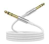 MOSWAG Cable para Guitarra 5M, Cable para Instrumentos Estéreo 6,35mm TRS, Jack 6,3mm a Jack 6,3mm, Trenzado de Nylon, Blindaje Antirruido, para Guitarra, Amplificador, Bajo, Teclado, Pedales de Efect