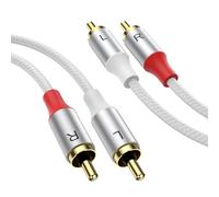 MOSWAG Cable RCA estéreo, enchufe RCA a enchufe rca, cable de audio asistido por estéreo, cable de subaltavoz de 5M, nylon tejido dorado de 24k, adecuado para cines en casa, audio