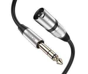 MOSWAG Cable TRS a XLR, 1/4 TRS de Altavoz, 6,35 mm a XLR Macho para Sistema Estéreo, Micrófono, Altavoz, Consola de Sonido, Amplificador de Potencia 2M