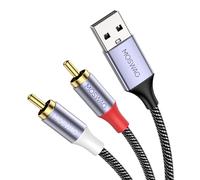 MOSWAG Cable USB a RCA Audio Aux, Cable AV de Nylon Trenzado, Estéreo Y Splitter Cord Jack Converter, Compatible Con Amplificador, Cine en Casa, Altavoces, Reproductor de DVD