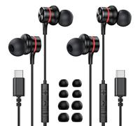 MOSWAG Cableados Auriculares USB C, Micrófono Y Auriculares C Estereofónicos HiFi de Control de Volumen para iPhone 16 15 15 Pro MAX, Fe Ultra Google Pixel (2 Pack)