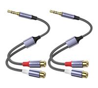 MOSWAG Paquete de 2 cables de audio 3,5 mm a doble cincha, 2 tomas RCA para auriculares con adaptador de audio estéreo RCA Compatible con auriculares, sistemas domésticos, radio de coche etc.