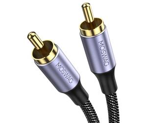 MOSWAG RCA Cable de Audio Concéntrico Cable de Nylon Chapado en 24k, Adecuado Para Cines en Casa, Sistemas de Sonido, Sistemas de Sonido Automotriz (10M)