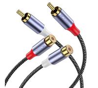 MOSWAG RCA Cables, Conector Dorado Doble RCA Macho a Hembra Estéreo Audio Cable de Extensión para Receptores Estéreo, Altavoces, Amplificadores,8M
