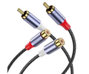 MOSWAG RCA Cables, Conector Dorado Doble RCA Macho a Hembra Estéreo Audio Cable de Extensión para Receptores Estéreo, Altavoces, Amplificadores,8M