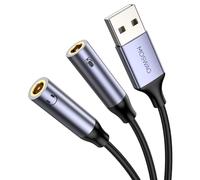 MOSWAG Tarjeta de Sonido USB Externa Soporta Auriculares y Micrófono, Adaptador USB a Jack de 3,5 mm para Auriculares Compatible con Windows, Laptops, Desktops Windows, Mac, Linux, PC, PS4