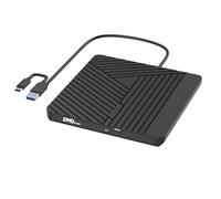 MOSWAG Unidad Externa de CD DVD, USB 3.0 y USB C CD/DVD Grabador +/-RW Unidad óptica, DVD Portátil Delgado DVD ROM Rewriter Writer Duplicador para Escritorio, Windows 11/10 PC MacBook Pro PC Linux