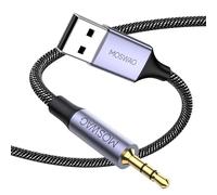MOSWAG USB a 2.5mm Audio Jack Cable, USB a 2.5mm TRS Hi-Fi Nylon Braided Cable Auxiliar para AKG K490 NC K545 Y45BT Y50 Y40 QC25 OE2 OE2i AE2 E2i Teloon AHD320 Mm400x 450 550x