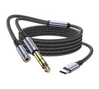 MOSWAG USB C a 6.35mm 1/4 pulgada Audio Stereo Cable, USB C a 6.35mm 1/4 TRS Audio Cable, Nylon Braided Listening Cable, Adecuado para Amplificadores de Guitarra Eléctrica Bass,Monitor Headphones(5M)