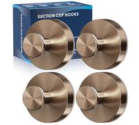 MOTAIPEAK Ganchos con ventosa para ducha, 4 ganchos de succión para toallas de ducha, ganchos sin taladrar para pared de baño, cocina, vidrio, espejo, azulejos para colgar toallas, batas, lufa, bronce