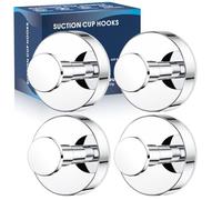 MOTAIPEAK Ganchos con ventosa para ducha, ganchos de succión extraíbles para toalla de ducha para pared de baño, cocina, vidrio, espejo, azulejos para colgar batas, lufa, cromo (paquete de 4)