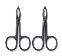 Motanar 2 pinzas con mango de tijera, punta recta, pinzas para cejas con forma de tijera, para eliminar el vello facial, cuidado de las cejas (negro)