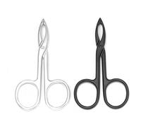 Motanar 2 pinzas de tijera con mango de tijera de punta recta, pinzas para cejas en forma de tijera para quitar el pelo y el cuidado de las cejas (plata y negro)