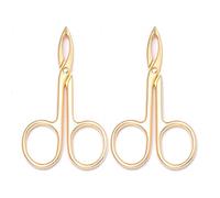 Motanar 2 pinzas de tijera con mango de tijera, punta recta, pinzas para cejas en forma de tijera, removedor de desplumador de pelo, cuidado de cejas (dorado)