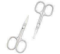 Motanar tijeras para cejas y nariz de acero inoxidable de 3.7 pulgadas profesional de pelo facial, barba, pestañas, orejas y bigote tijeras recortadora 2 piezas