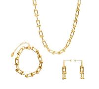 Motchaea Collar Colgante Cadena Hombre Mujer Joyas Necklace Collar De Joyería En Forma De U De Herradura Conjunto De Collar Exagerado De Mujer De Color Dorado