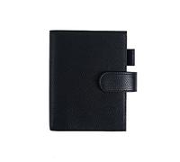 Moterm Funda de piel para cuaderno A6 - Se adapta a los planificadores Hobonichi, Stalogy y Midori MD, con trabilla para bolígrafo, ranuras para tarjetas y bolsillo trasero (negro guijarro)
