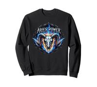 Motero Aries Power Zodiac Ram Skull Blue Fire Heavy Metal Sudadera