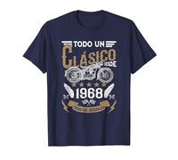 Motero Todo Un Clásico Nacido En 1968 Cumpleaños Camiseta, Hombre, Azul Marino, 6XL