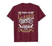 Motero Todo Un Clásico Nacido En 1968 Cumpleaños Camiseta, Hombre, Granate, L