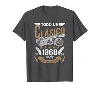 Motero Todo Un Clásico Nacido En 1968 Cumpleaños Camiseta, Hombre, Jaspeado Oscuro, 6XL