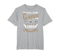 Motero Todo Un Clásico Nacido En 1968 Cumpleaños Camiseta, Hombre Tallas Grandes, Gris Jaspeado, 6X Alto