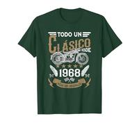 Motero Todo Un Clásico Nacido En 1968 Cumpleaños Camiseta, Hombre, Verde Bosque, XL