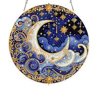 MOTGOM 5D DIY Diamond Painting Pendente Kit Luna Celestiale, Pittura Diamante per Acchiappaluce, Fai-da-te Diamond Painting DIY Strass Decorazione per Casa 20x20cm