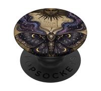 Moth Sun Dark Gothic Crescent Moon Skull PopSockets PopGrip Adhesivo