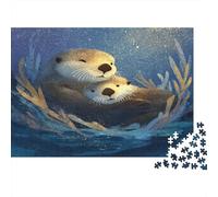Mother and Baby Nutria Snuggle at Sea Rompecabezas Rompecabezas Juego De Habilidad para Toda La Familia 1000pcs (75x50cm)