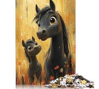 Mother and Foal Horse Puzzle Imposible,desafío para Adultos Entretenimiento Creativo 1000 Piezas Obra De Arte De Juego De para Adultos Y Niños A Partir De 12 Años 1000pcs (40x28cm)