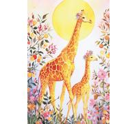 Mother & Baby Giraffe: A Boho Watercolor Journal with a Garden of Abundance