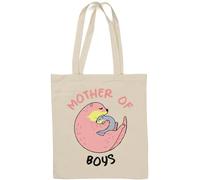 Mother of Boys Otter Graphic - Bolsa de algodón natural, color blanco