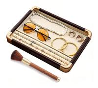 Mother’s Day Gift Velvet Jewelry Organizer Tray, Stackable Wooden Case with Soft Premium Lining and Rounded Edges, for Rings Necklaces Earrings Bracelets, Gift Box(Plato vacío+caja para anillos)