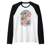 Motherhood is Kingdom Work Vintage Floral Mom Boho Mommy Camiseta Manga Raglan