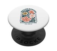 Motherhood is Kingdom Work Vintage Floral Mom Boho Mommy PopSockets PopGrip Adhesivo
