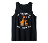 Motherhood Realest Hood Cute Mama & Baby Giraffe Día de la Madre Camiseta sin Mangas