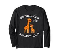 Motherhood Realest Hood Cute Mama & Baby Giraffe Día de la Madre Manga Larga