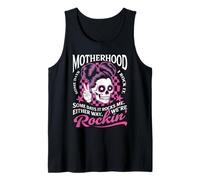 Motherhood Some Days I Rock It Some Days It Rocks Me Skull Camiseta sin Mangas