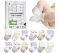 Mother's Choice Calcetines de algodón orgánico para bebé, 12 pares, unisex, de 0 a 6 meses, suaves, hipoalergénicos, para recién nacidos y bebés, regalos para bebés y niñas (12 unidades, marrón)