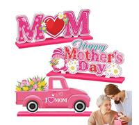 Mother's Day Decorations, Happy Table Topper Signs, 9.1cm/3.5inch 20cm/7.5inches Wooden Letter Ornaments, Decorative Desktop Centerpieces for Mom, Grandma, Desk Decor