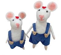 Mother's Day Needle Felted Mouse,Charming Handmade Felt Mice Figurines,Cute Felt Mice Figurines Holding Flower,for Mother's Day Home Table Tiered Tray Shelf Mantel Car Décor